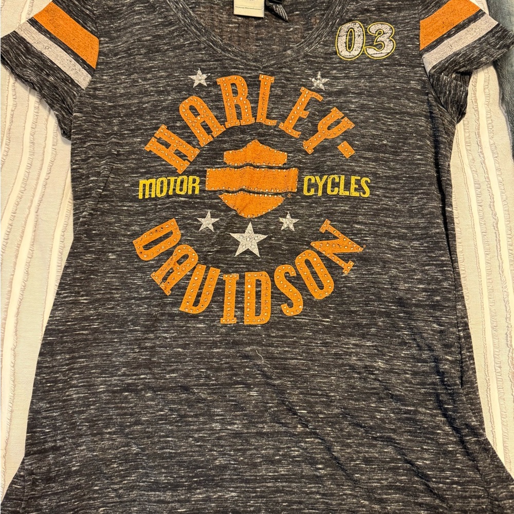 Harley-Davidson Gray and Orange T-Shirt
